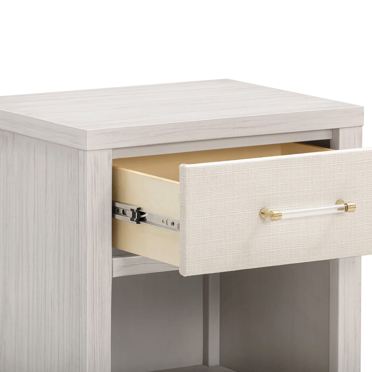 Namesake Eloise Assembled Nightstand - White Driftwood and Performance Pearl Eco-Weave