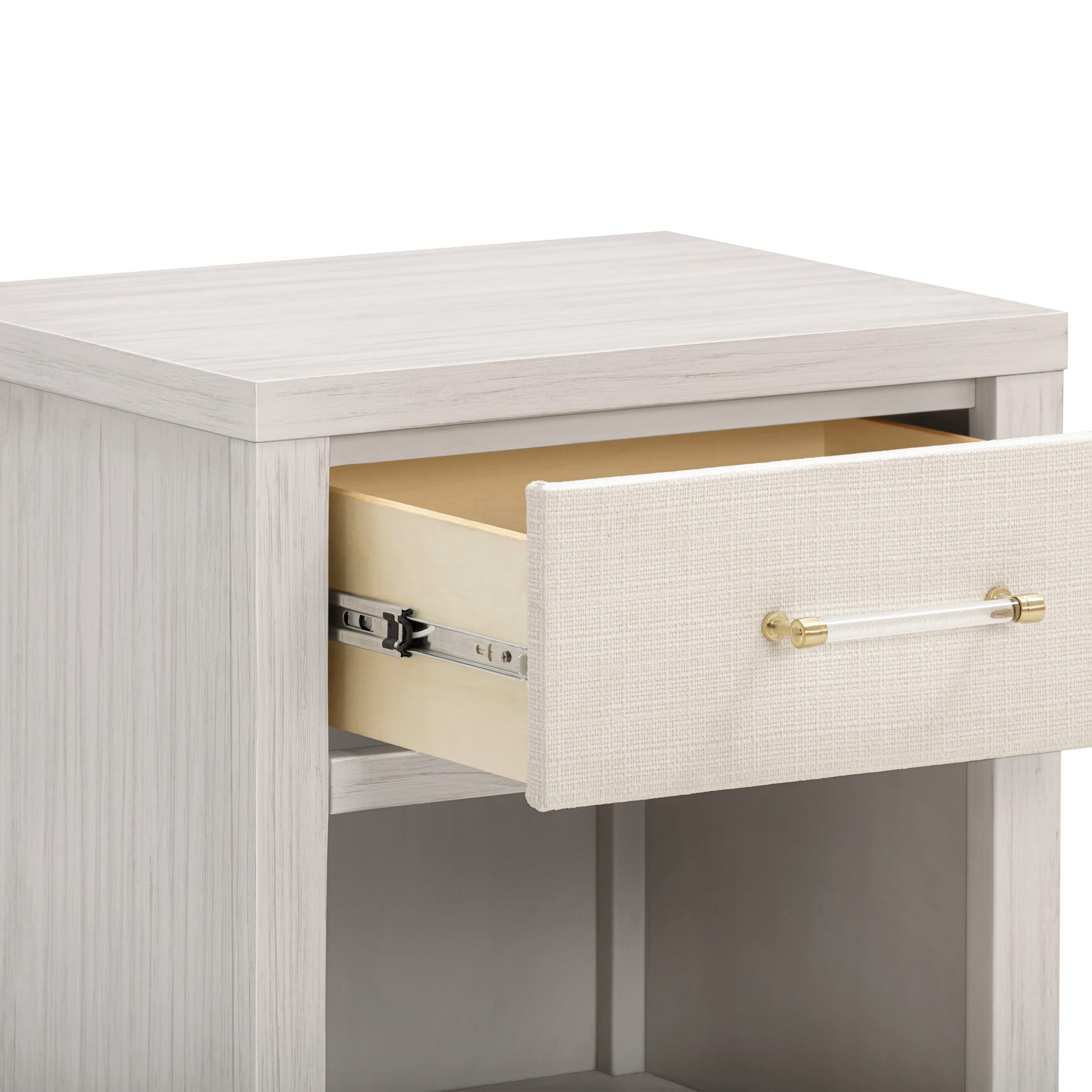 Namesake Eloise Assembled Nightstand - White Driftwood and Performance Pearl Eco-Weave