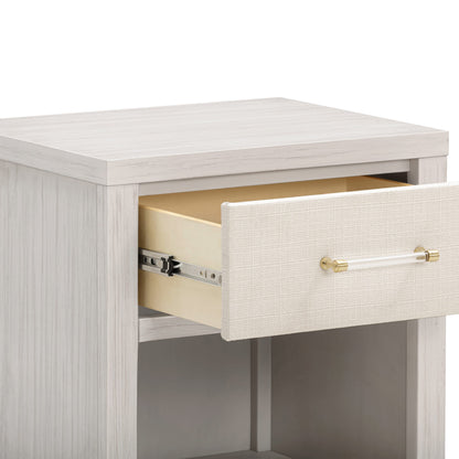 Namesake Eloise Assembled Nightstand - White Driftwood and Performance Pearl Eco-Weave