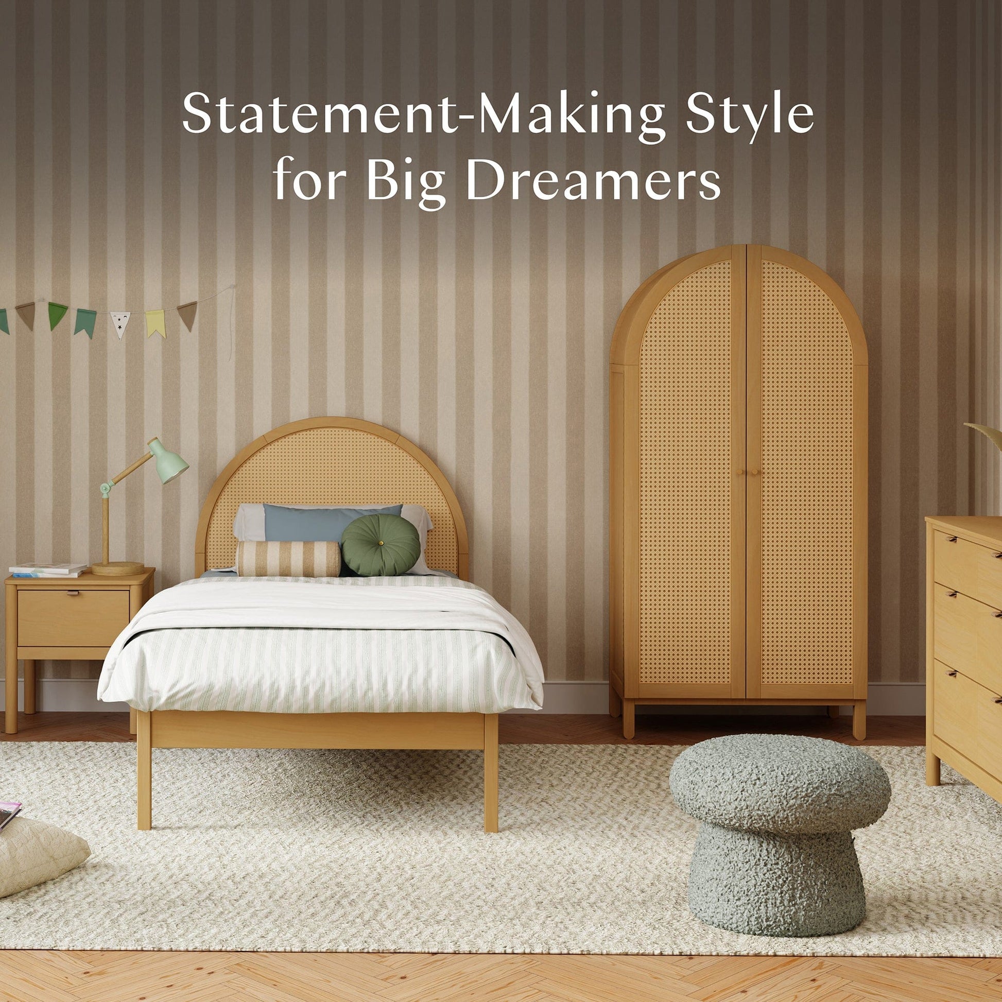 Babyletto Bondi Cane Twin Bed - Honey with Natural Cane - M25969HYNC