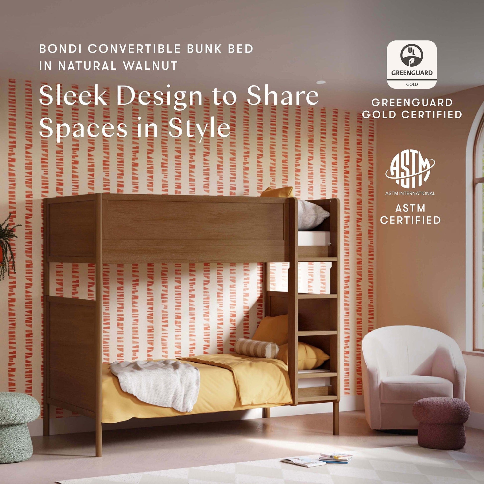 Babyletto Bondi Convertible Bunk Bed - Natural Walnut - M25994NL