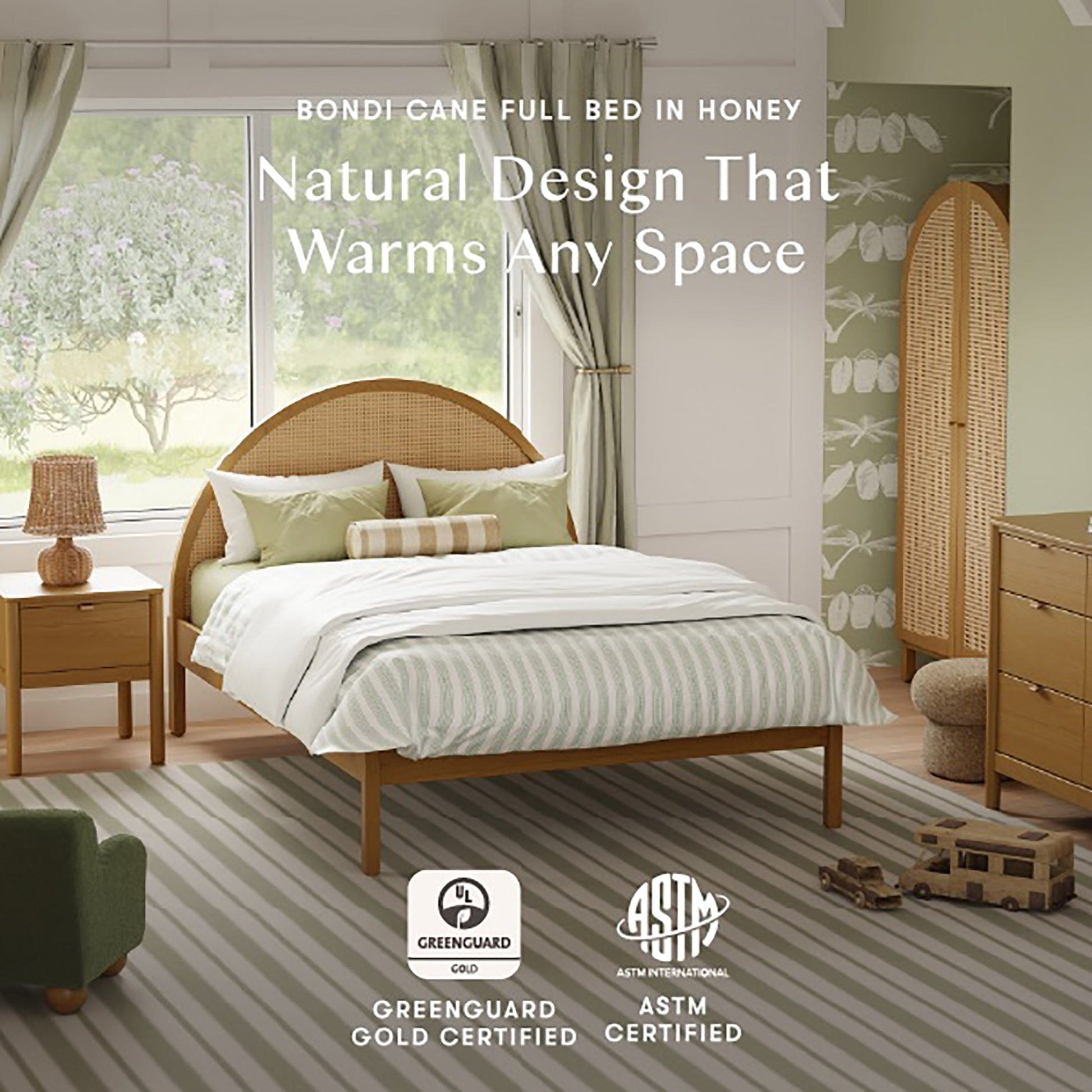 Babyletto Bondi Cane Full Bed - Honey with Natural Cane - M25996HYNC