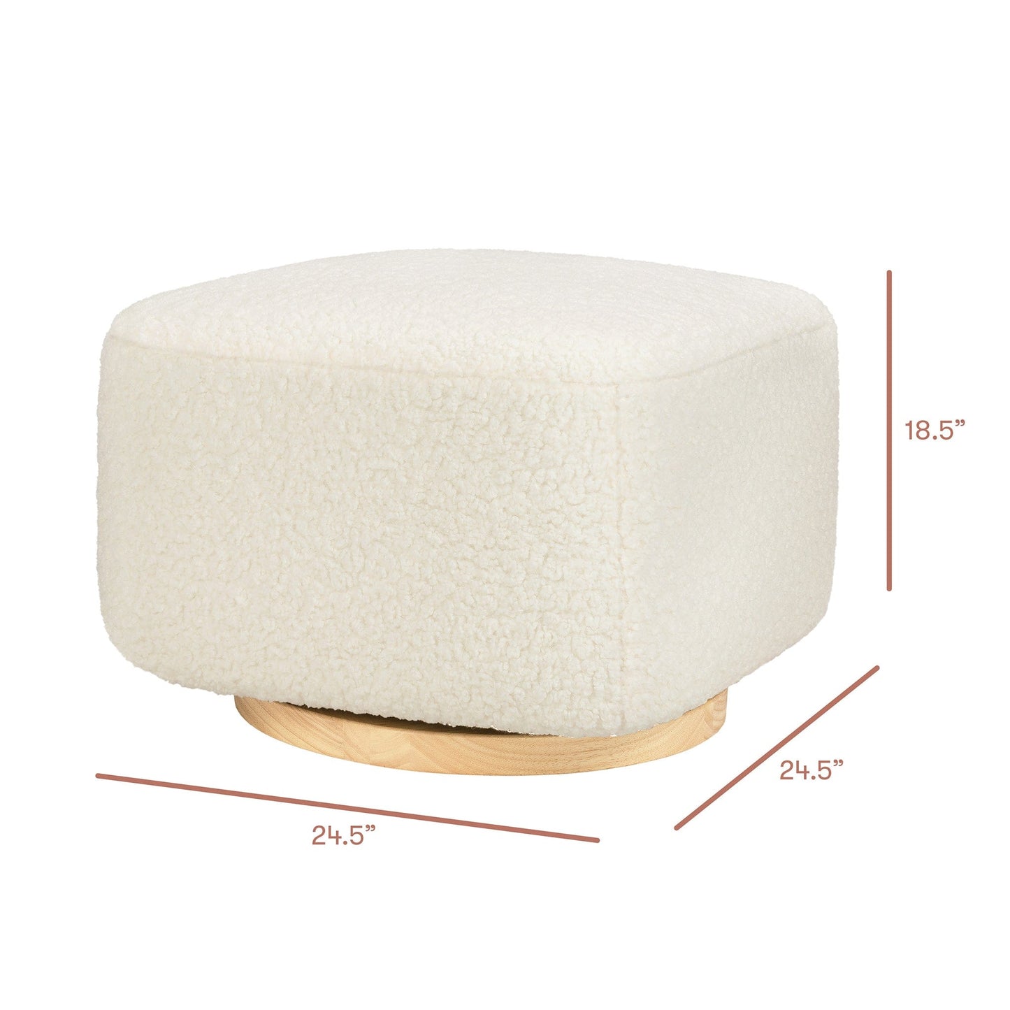 Babyletto Kiwi Gliding Ottoman - Cream Shearling with Light Wood Base - M26385CMSGLB