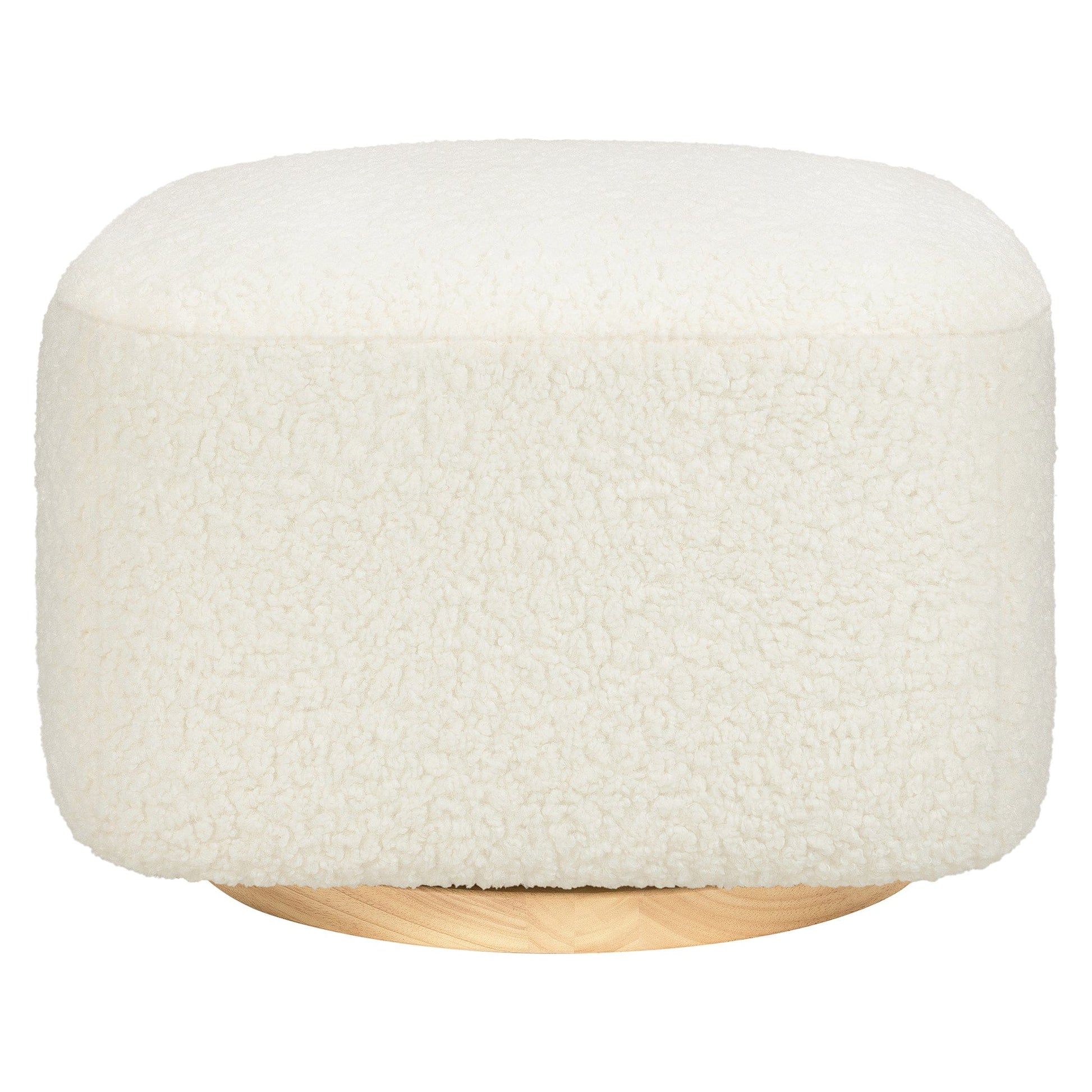 Babyletto Kiwi Gliding Ottoman - Cream Shearling with Light Wood Base - M26385CMSGLB
