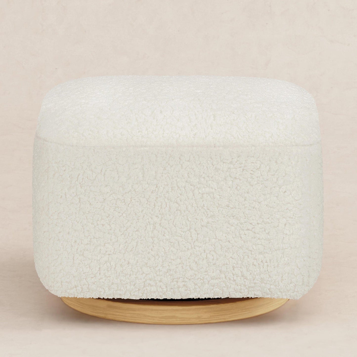 Babyletto Kiwi Gliding Ottoman - Cream Shearling with Light Wood Base - M26385CMSGLB