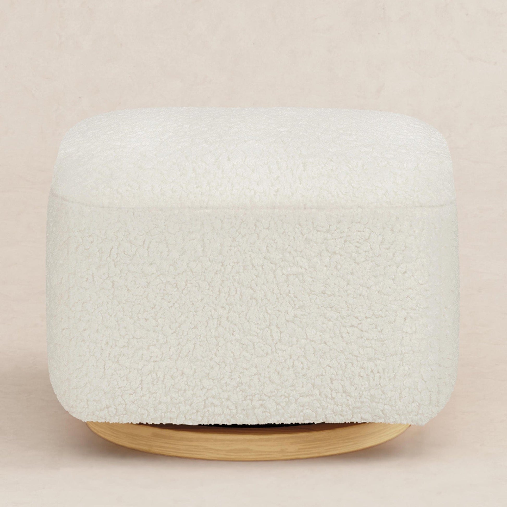Babyletto Kiwi Gliding Ottoman - Cream Shearling with Light Wood Base - M26385CMSGLB