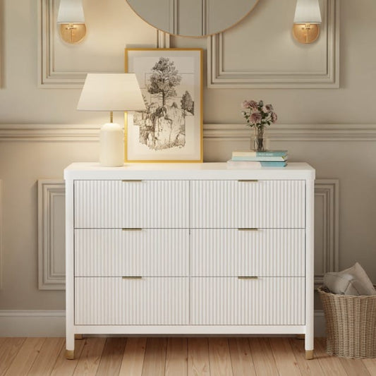 Namesake Brimsley Tambour 6-Drawer Assembled Dresser - Warm White - M26716RW