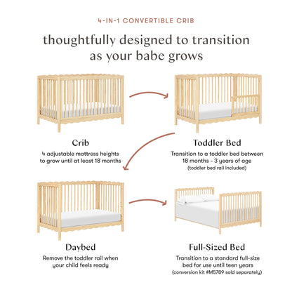 Babyletto Swell 4-in-1 Convertible Crib with Toddler Bed Conversion Kit - Blonde