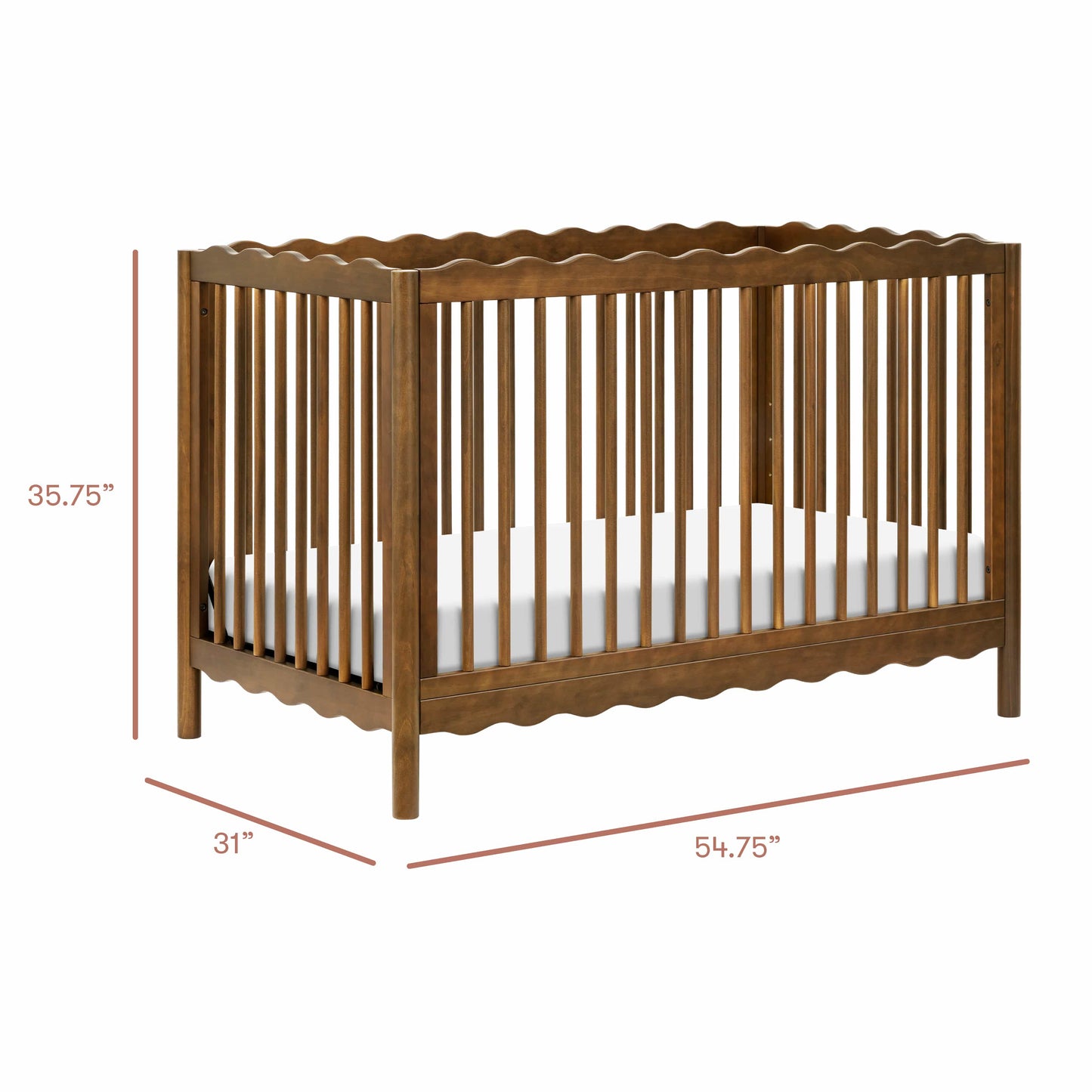 Babyletto Swell 4-in-1 Convertible Crib with Toddler Bed Conversion Kit - Natural Walnut