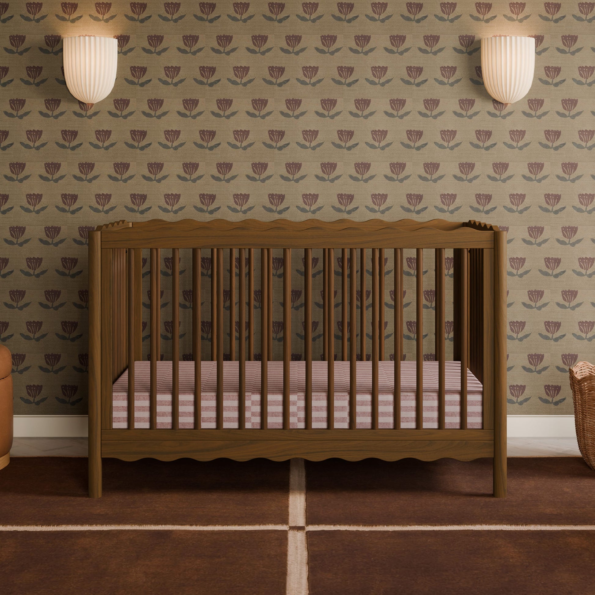 Babyletto Swell 4-in-1 Convertible Crib with Toddler Bed Conversion Kit - Natural Walnut