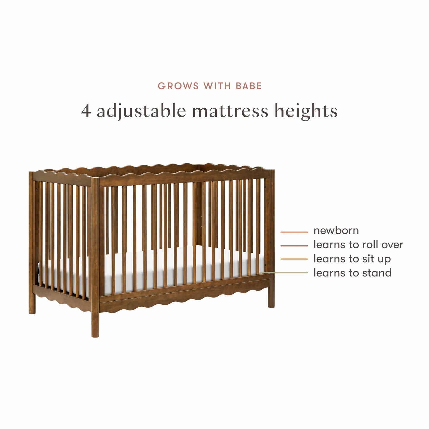 Babyletto Swell 4-in-1 Convertible Crib with Toddler Bed Conversion Kit - Natural Walnut