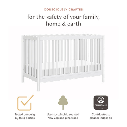 Babyletto Swell 4-in-1 Convertible Crib with Toddler Bed Conversion Kit - White