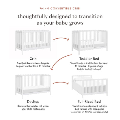 Babyletto Swell 4-in-1 Convertible Crib with Toddler Bed Conversion Kit - White