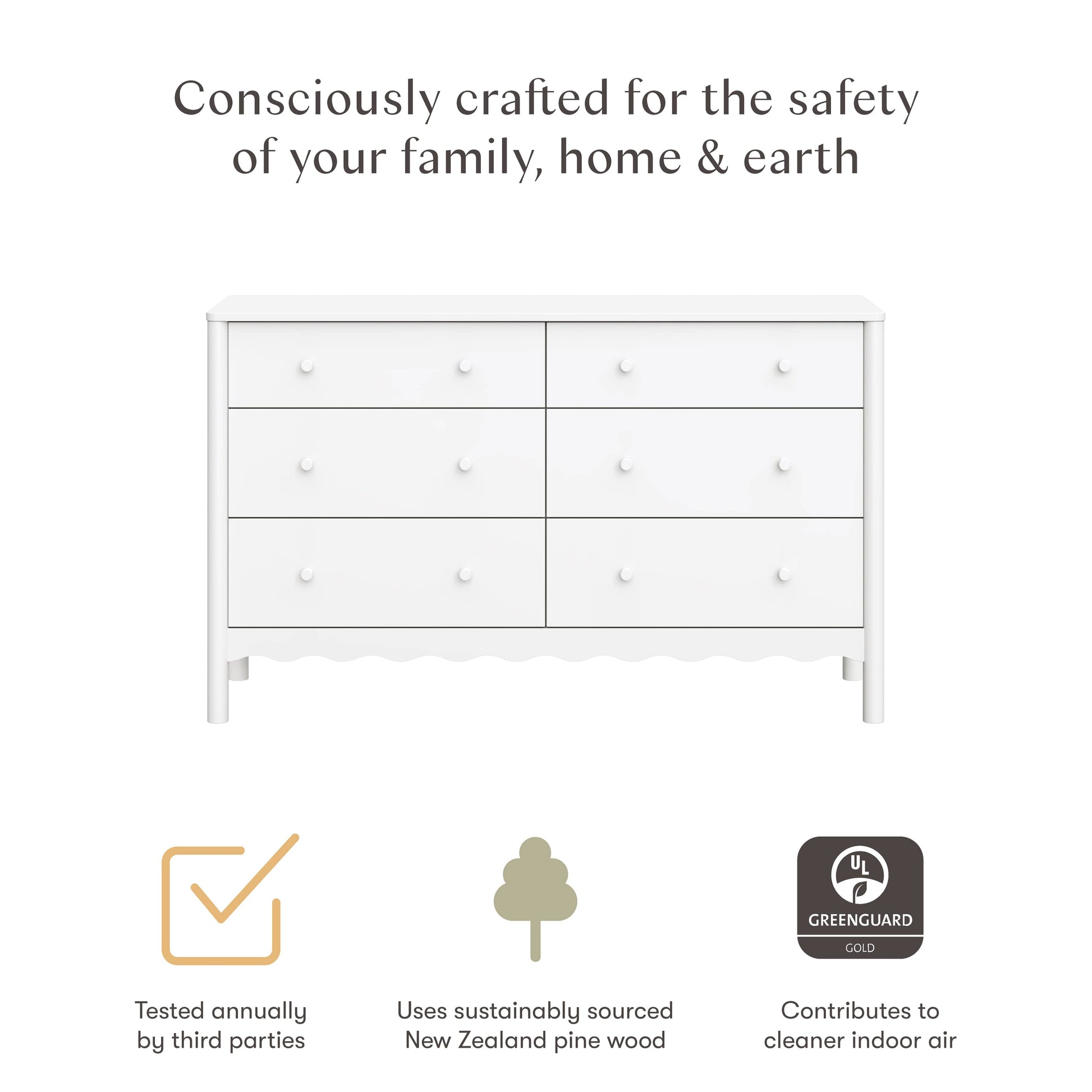 Babyletto Swell 6-Drawer Wide Assembled Dresser (56") - White