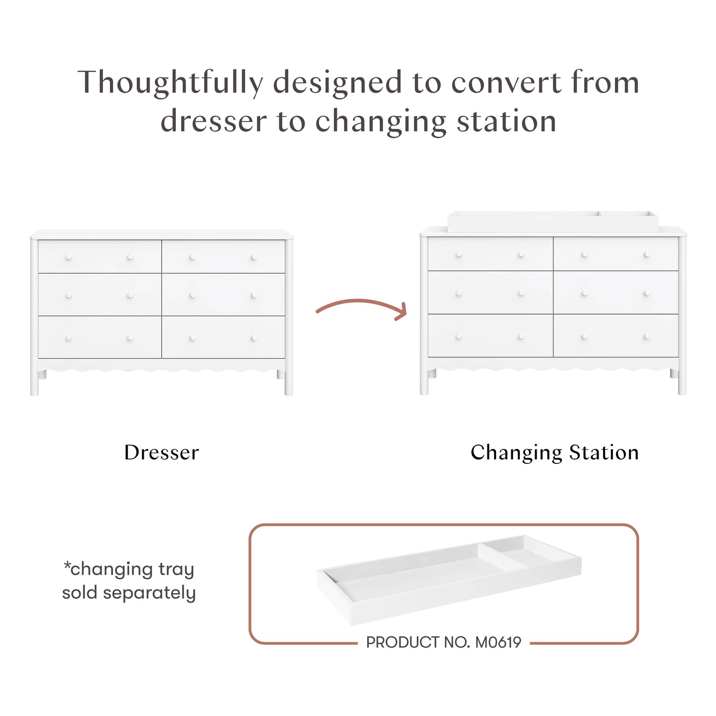 Babyletto Swell 6-Drawer Wide Assembled Dresser (56") - White