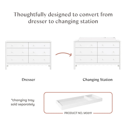 Babyletto Swell 6-Drawer Wide Assembled Dresser (56") - White