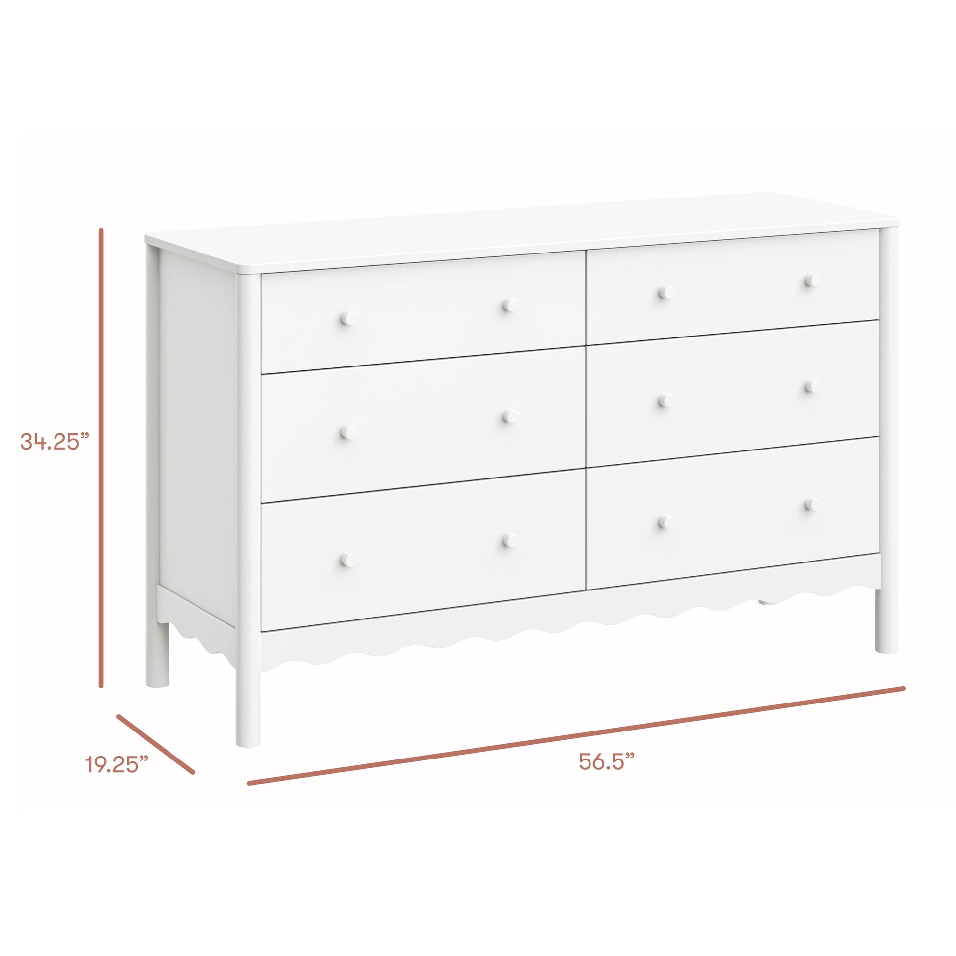 Babyletto Swell 6-Drawer Wide Assembled Dresser (56") - White