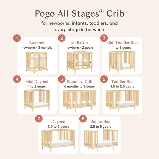 Babyletto Pogo 8-in-1 Convertible Crib w/All-Stages Conversion Kits - Blonde - M29880BD