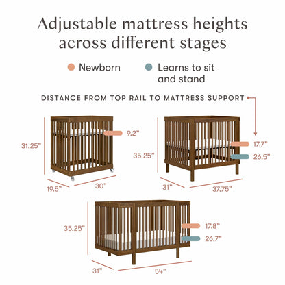 Babyletto Pogo 8-in-1 Convertible Crib w/All-Stages Conversion Kits - Natural Walnut - M29880NL