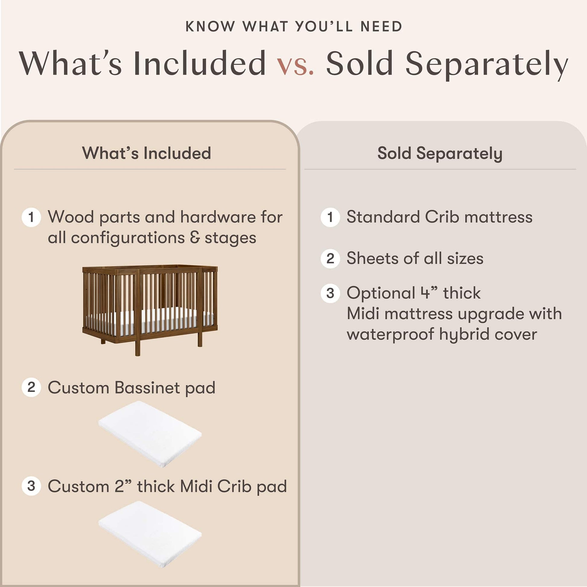 Babyletto Pogo 8-in-1 Convertible Crib w/All-Stages Conversion Kits - Natural Walnut - M29880NL