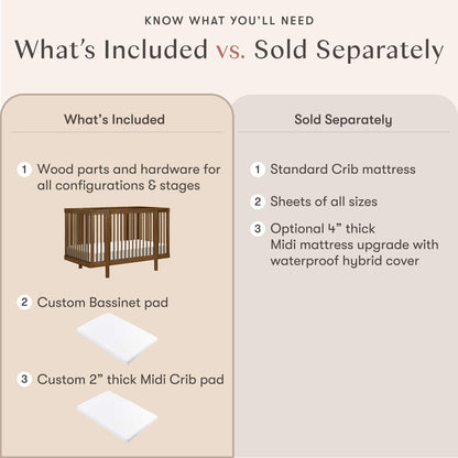 Babyletto Pogo 8-in-1 Convertible Crib w/All-Stages Conversion Kits - Natural Walnut - M29880NL