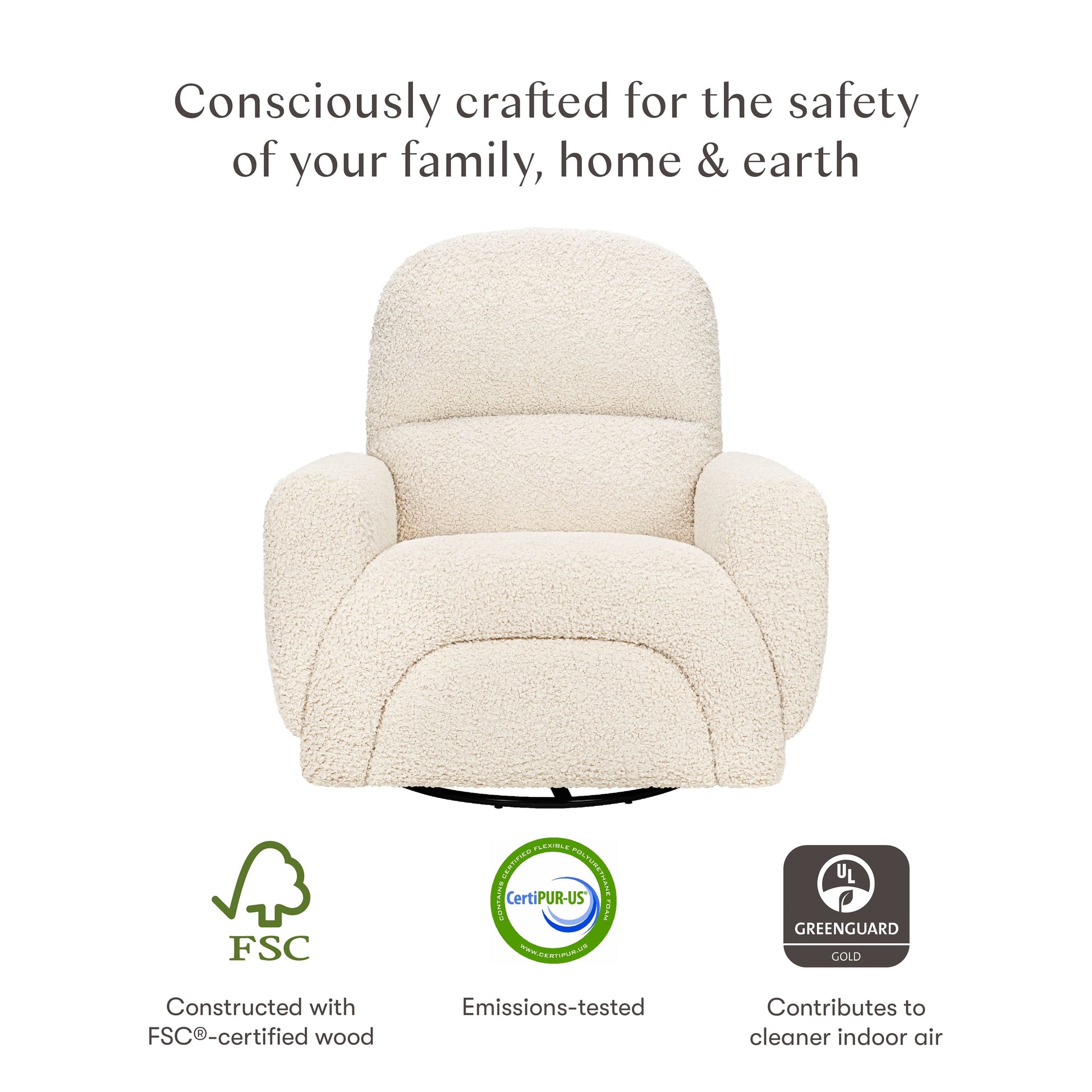 Babyletto Rainbow Recliner and Swivel Glider in Teddy Loop - Almond Teddy Loop