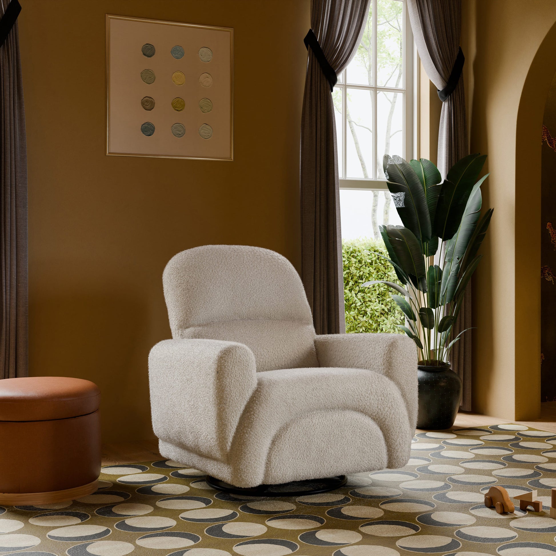 Babyletto Rainbow Recliner and Swivel Glider in Teddy Loop - Almond Teddy Loop
