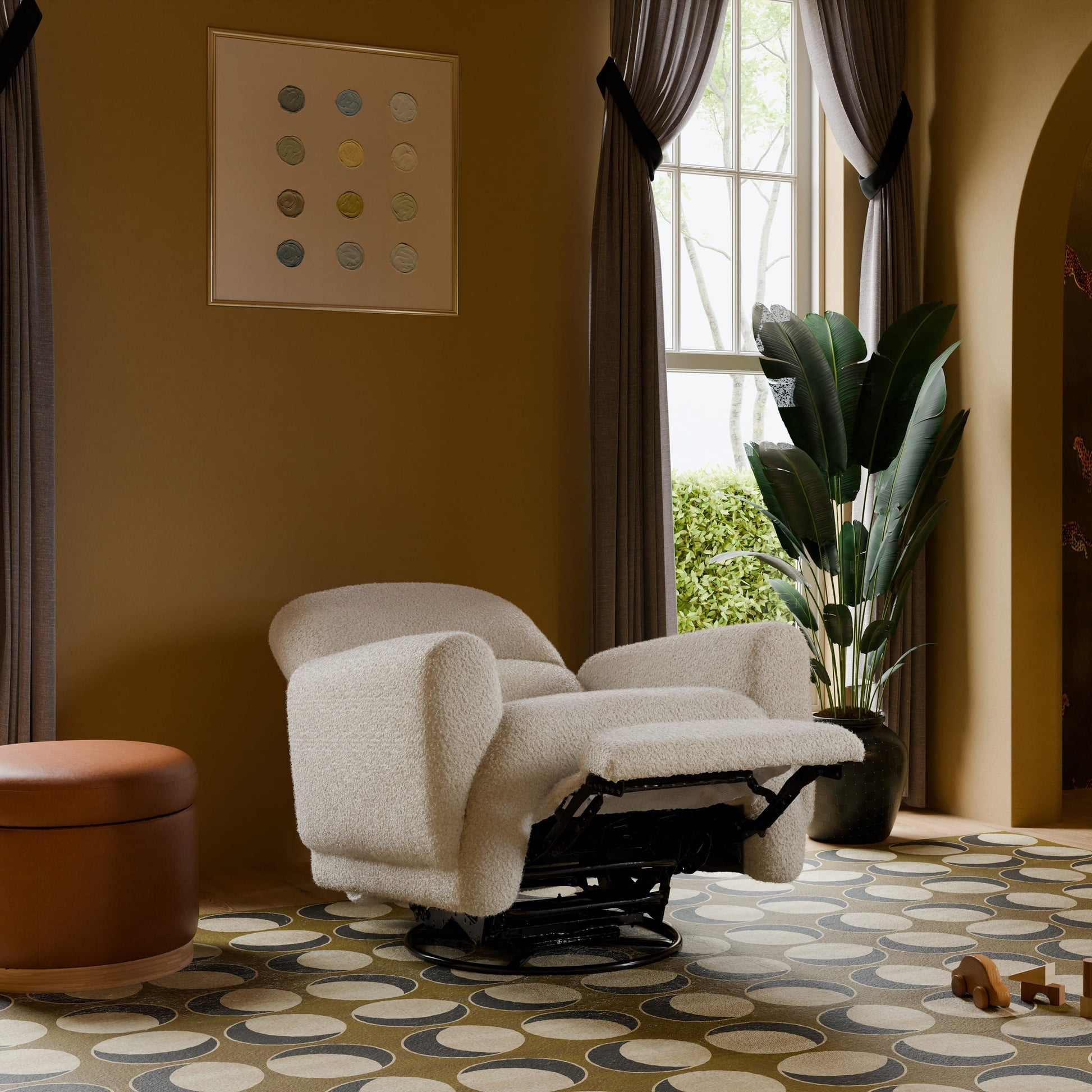 Babyletto Rainbow Recliner and Swivel Glider in Teddy Loop - Almond Teddy Loop