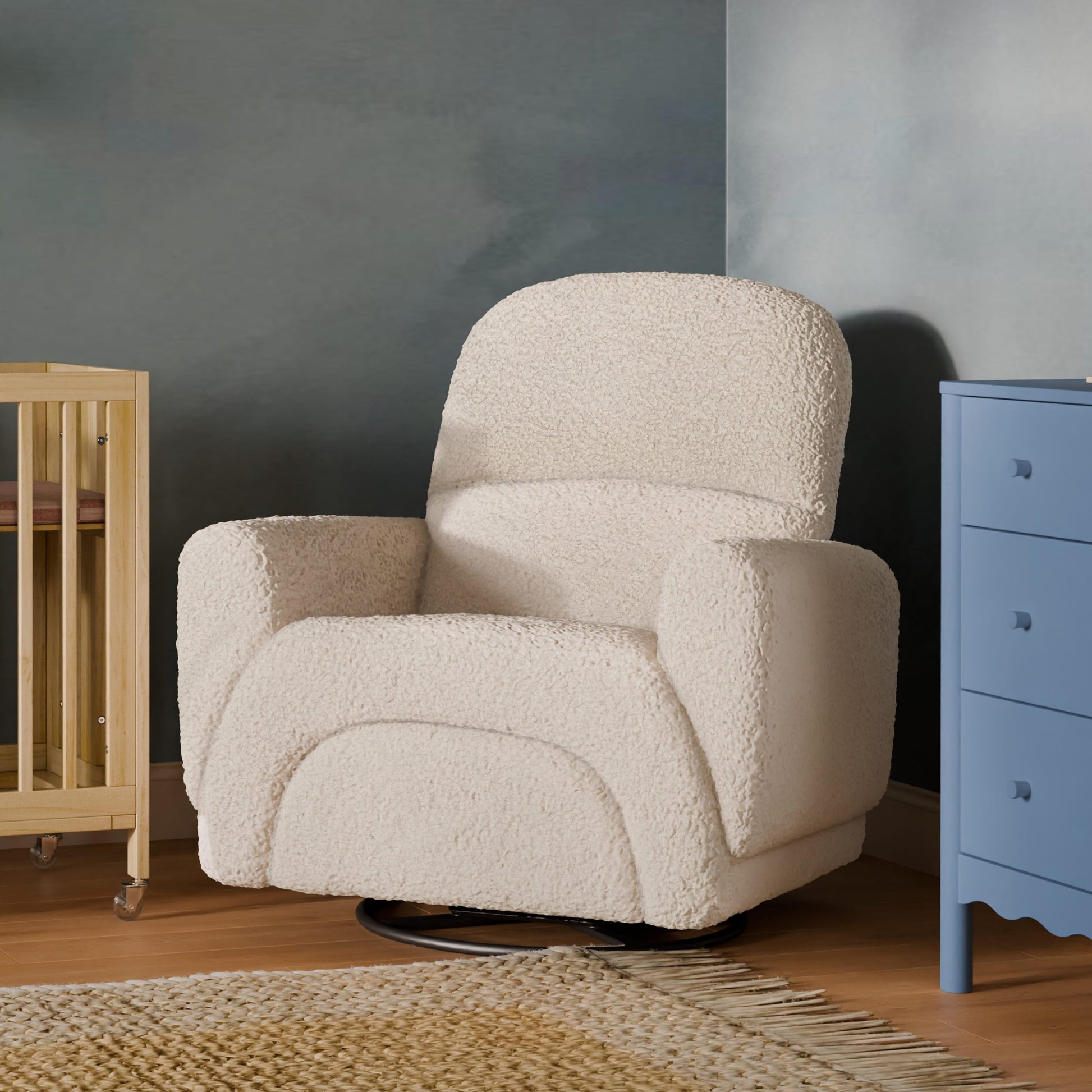 Babyletto Rainbow Recliner and Swivel Glider in Teddy Loop - Almond Teddy Loop