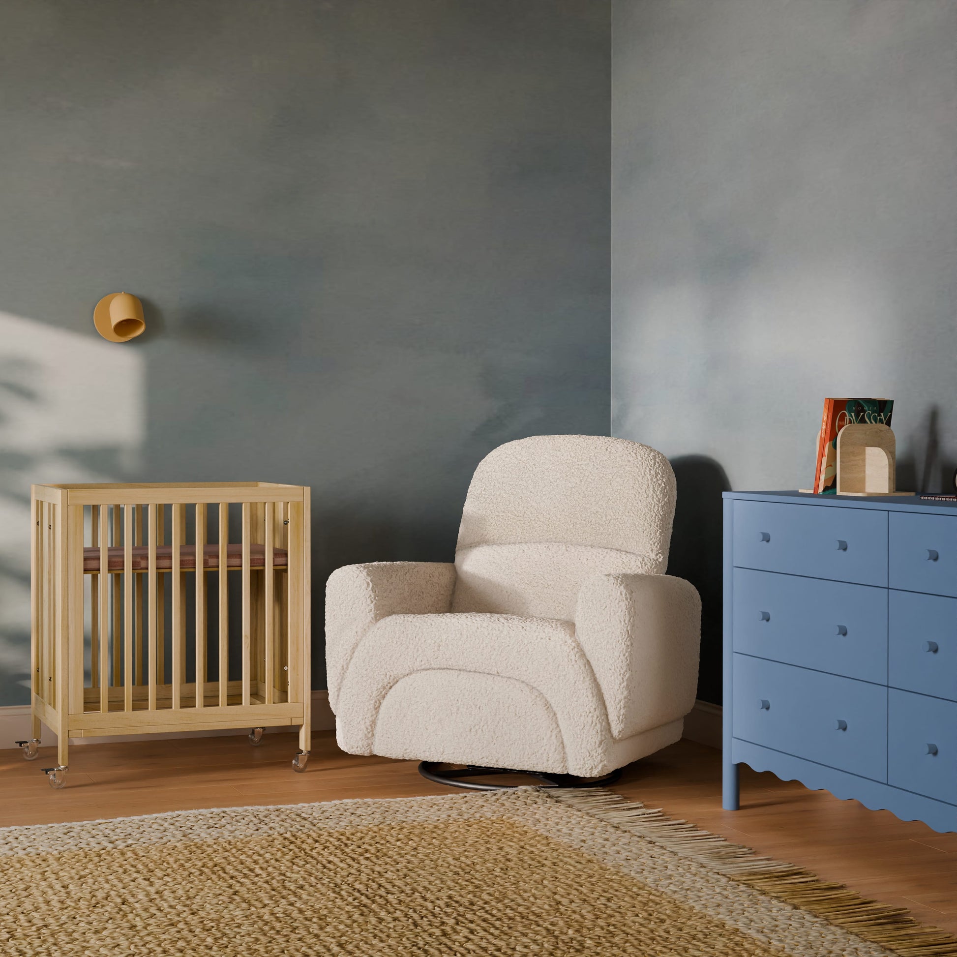Babyletto Rainbow Recliner and Swivel Glider in Teddy Loop - Almond Teddy Loop