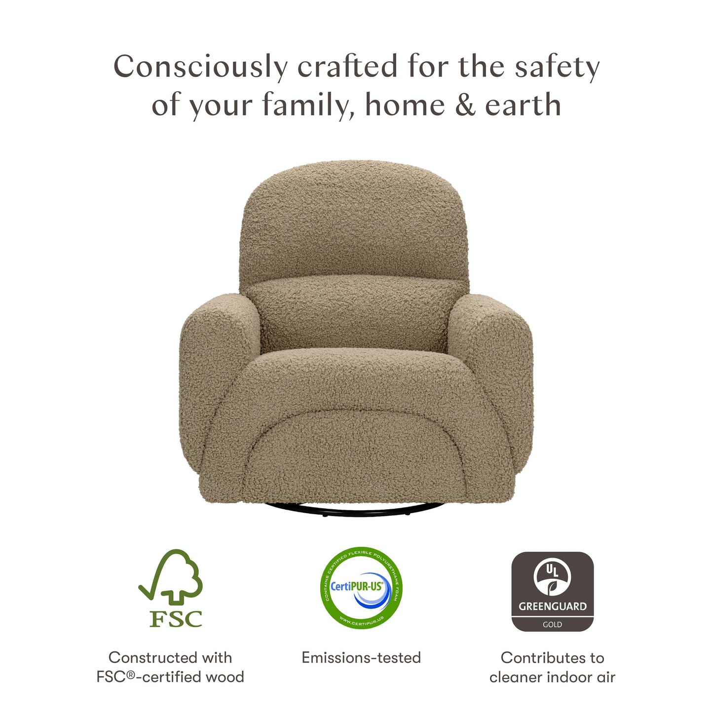 Babyletto Rainbow Recliner and Swivel Glider in Teddy Loop - Latte Teddy Loop