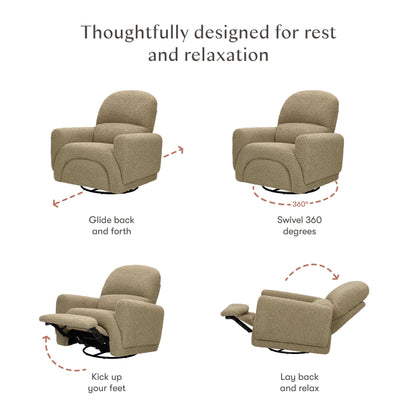 Babyletto Rainbow Recliner and Swivel Glider in Teddy Loop - Latte Teddy Loop