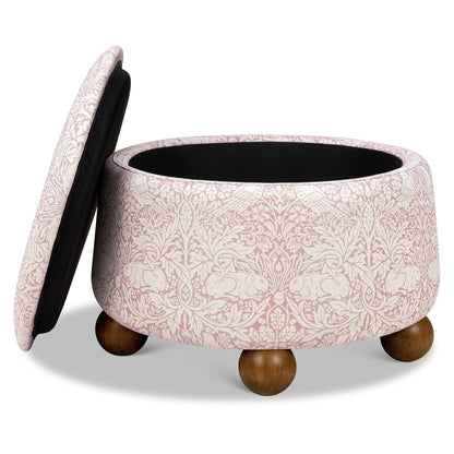Morris & Co. x Namesake Tuffet Storage Ottoman - Pure Brer Rabbit in Rose - M30985PBRRDF