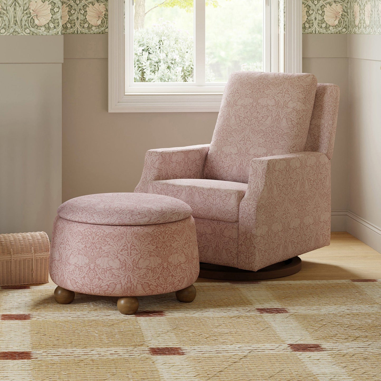 Morris & Co. x Namesake Tuffet Storage Ottoman - Pure Brer Rabbit in Rose - M30985PBRRDF