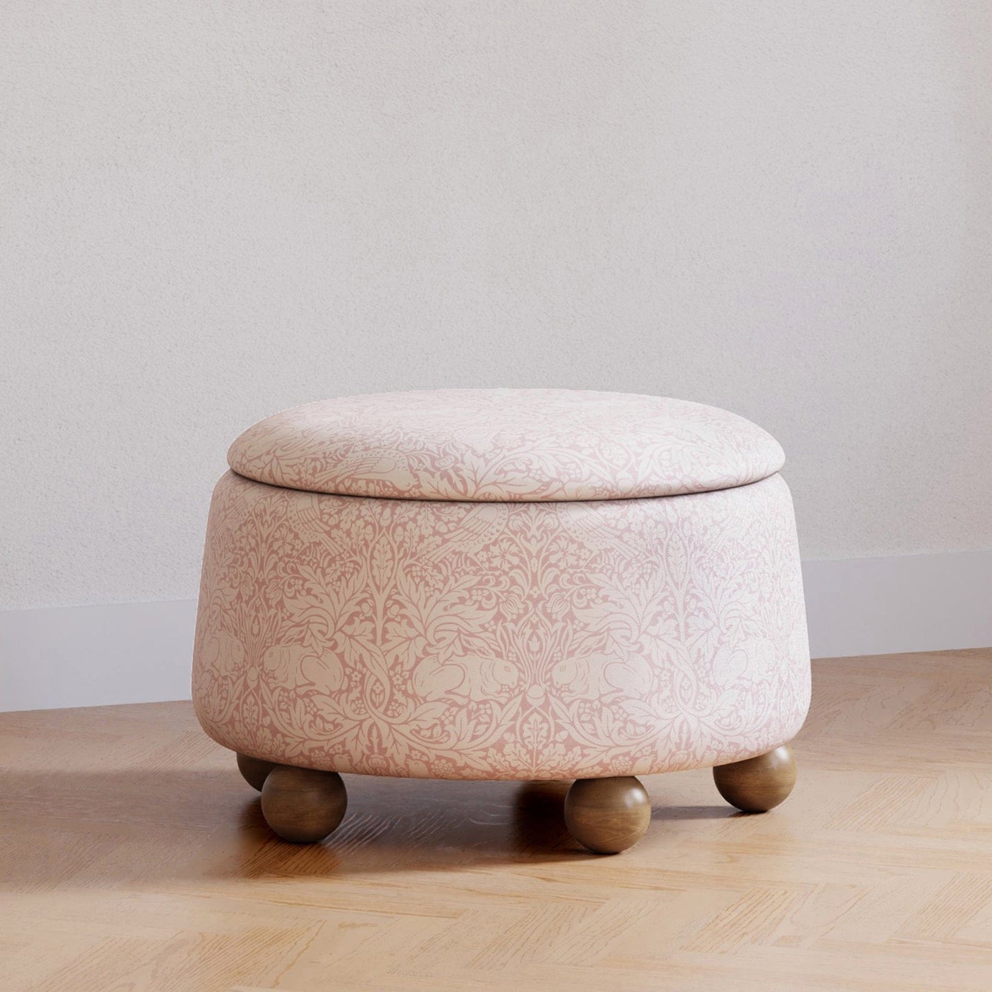 Morris & Co. x Namesake Tuffet Storage Ottoman - Pure Brer Rabbit in Rose - M30985PBRRDF