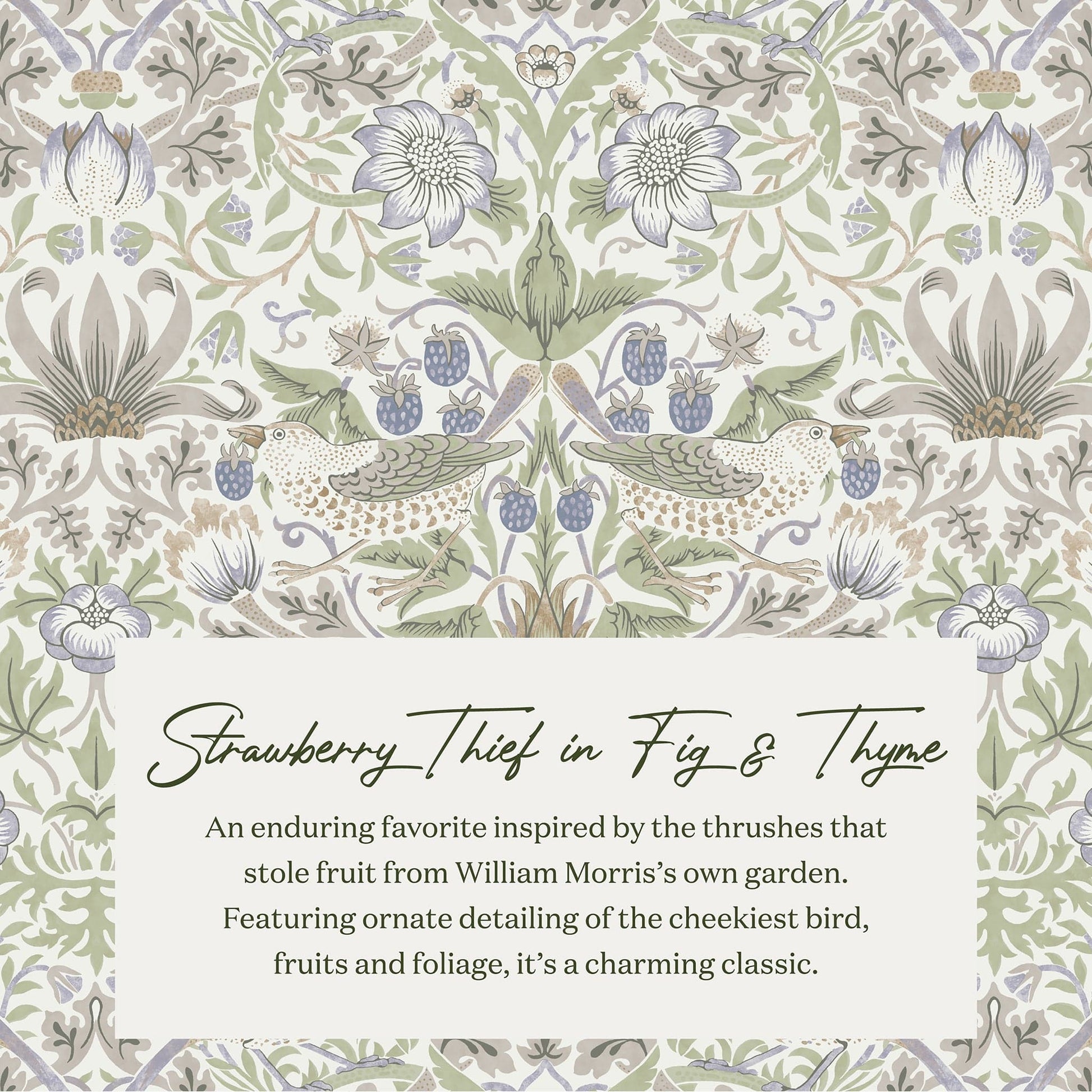 Morris & Co. x Namesake Tuffet Storage Ottoman - Strawberry Thief in Fig & Thyme - M30985TTFTDF