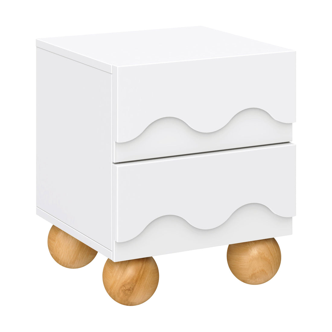 Babyletto Lido Wave Assembled Nightstand - White/Honey