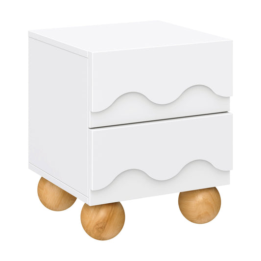 Babyletto Lido Wave Assembled Nightstand - White/Honey