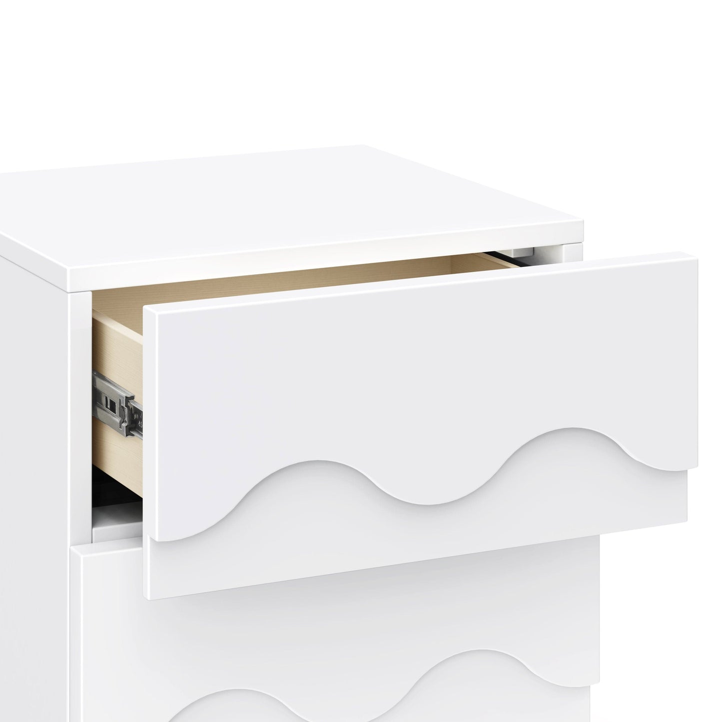 Babyletto Lido Wave Assembled Nightstand - White/Honey