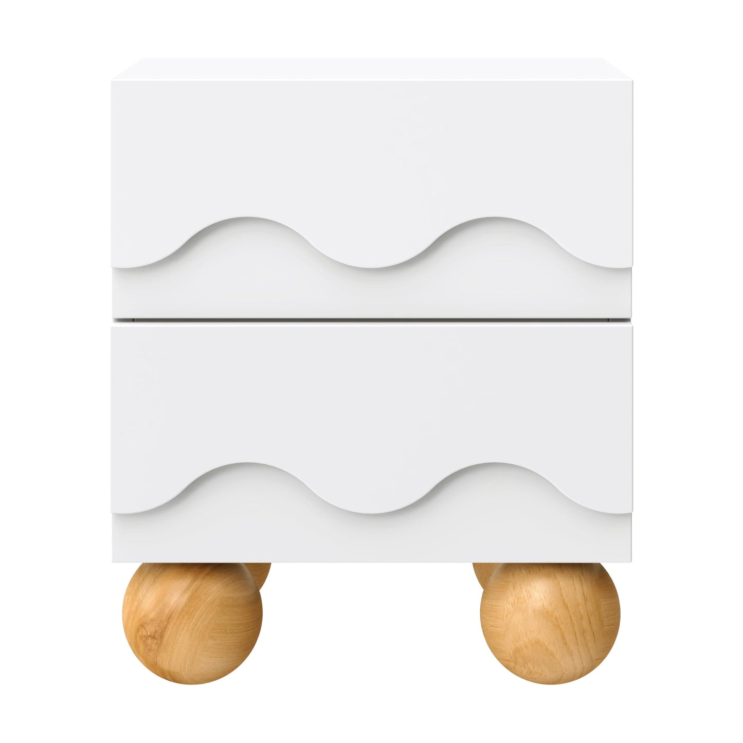 Babyletto Lido Wave Assembled Nightstand - White/Honey