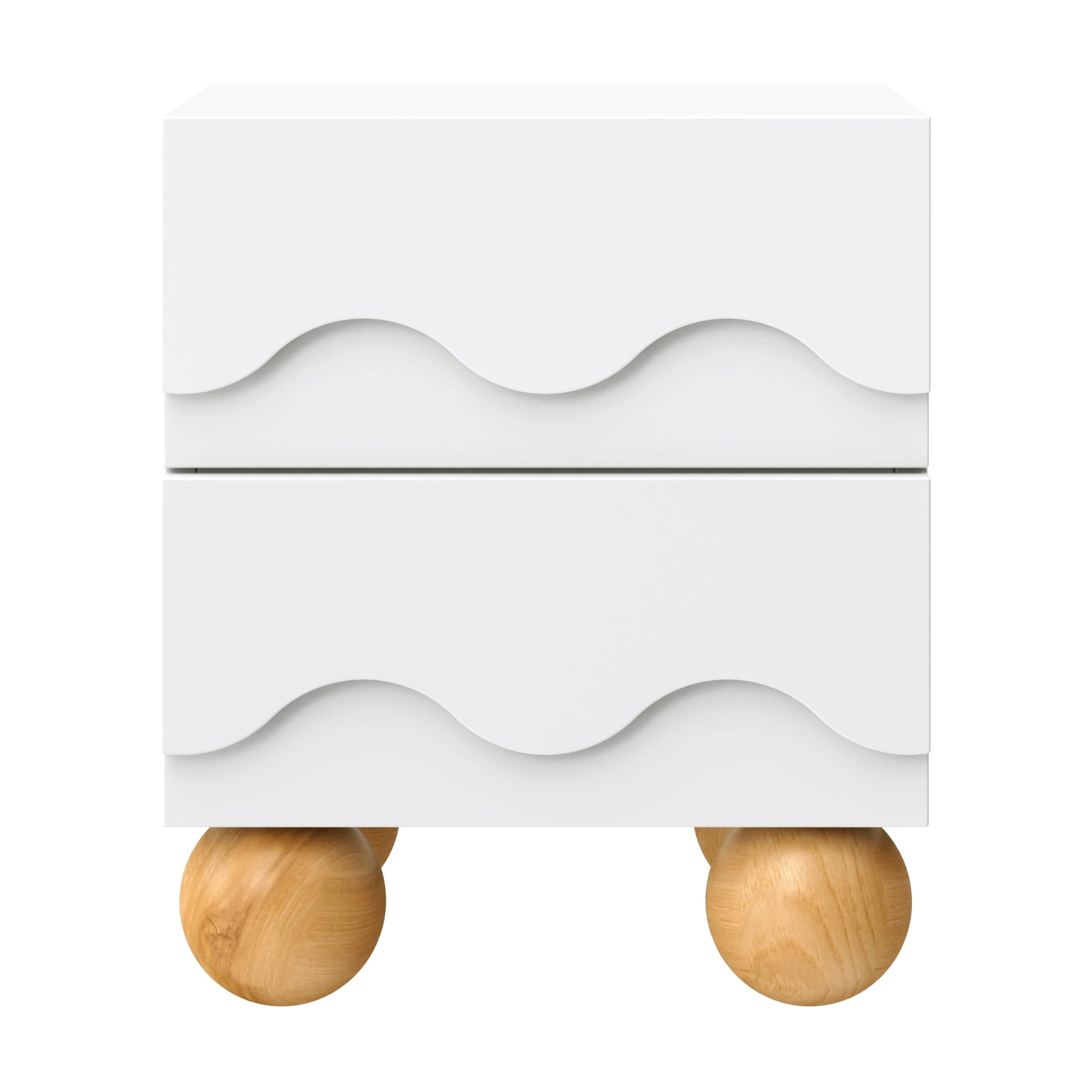 Babyletto Lido Wave Assembled Nightstand - White/Honey