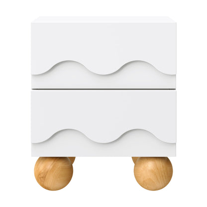 Babyletto Lido Wave Assembled Nightstand - White/Honey