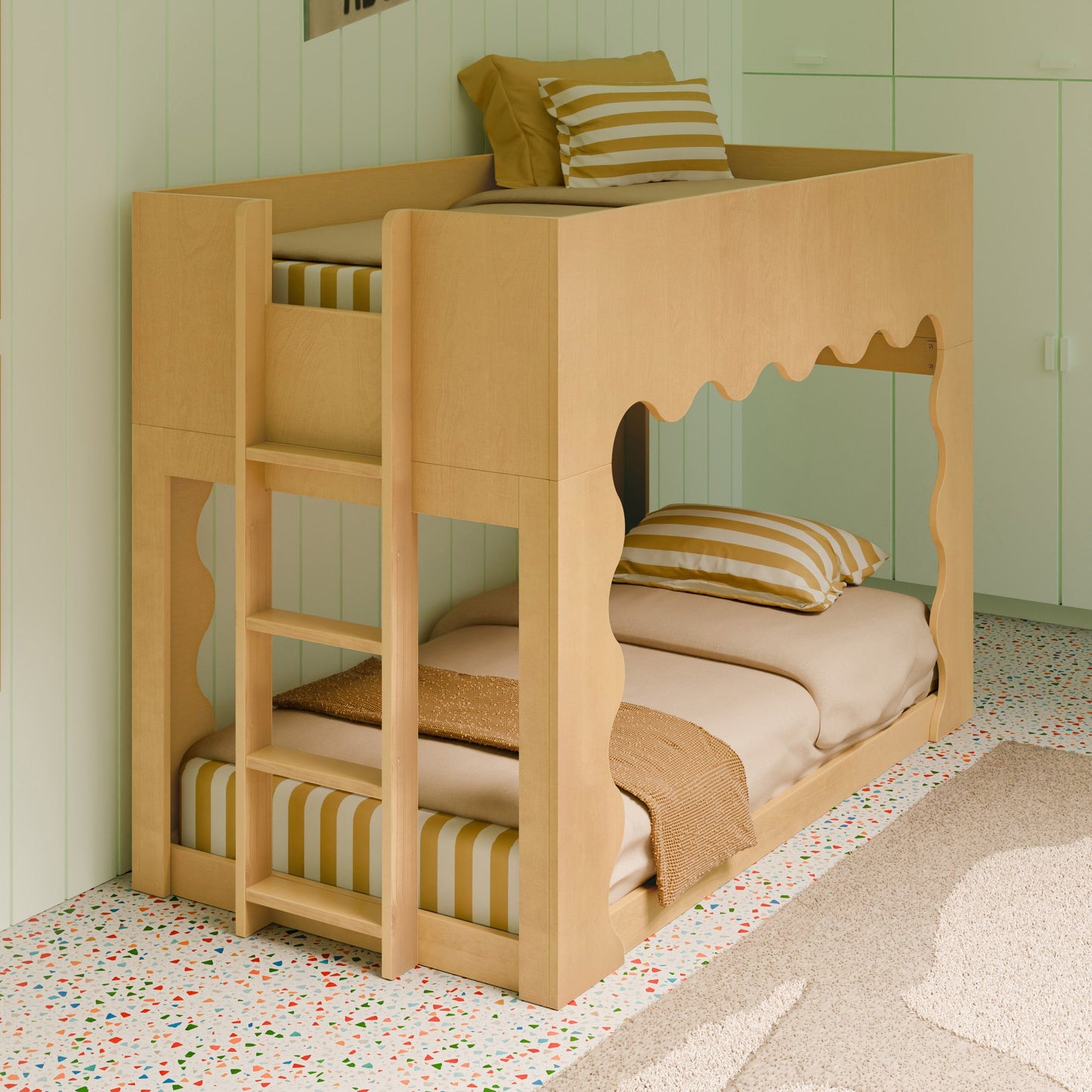 Babyletto Lido Wave Convertible Low-Profile Bunk Bed - Honey