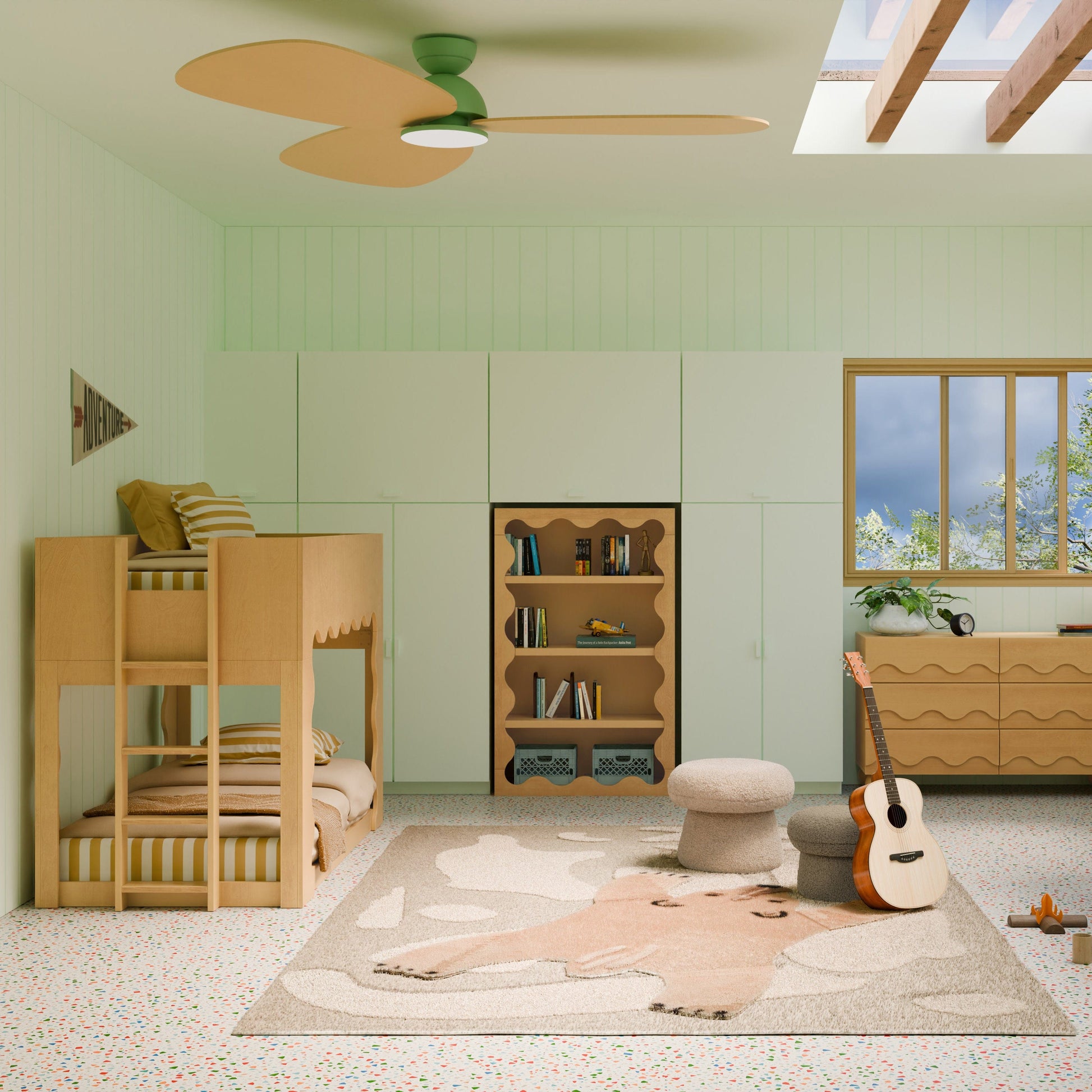Babyletto Lido Wave Convertible Low-Profile Bunk Bed - Honey