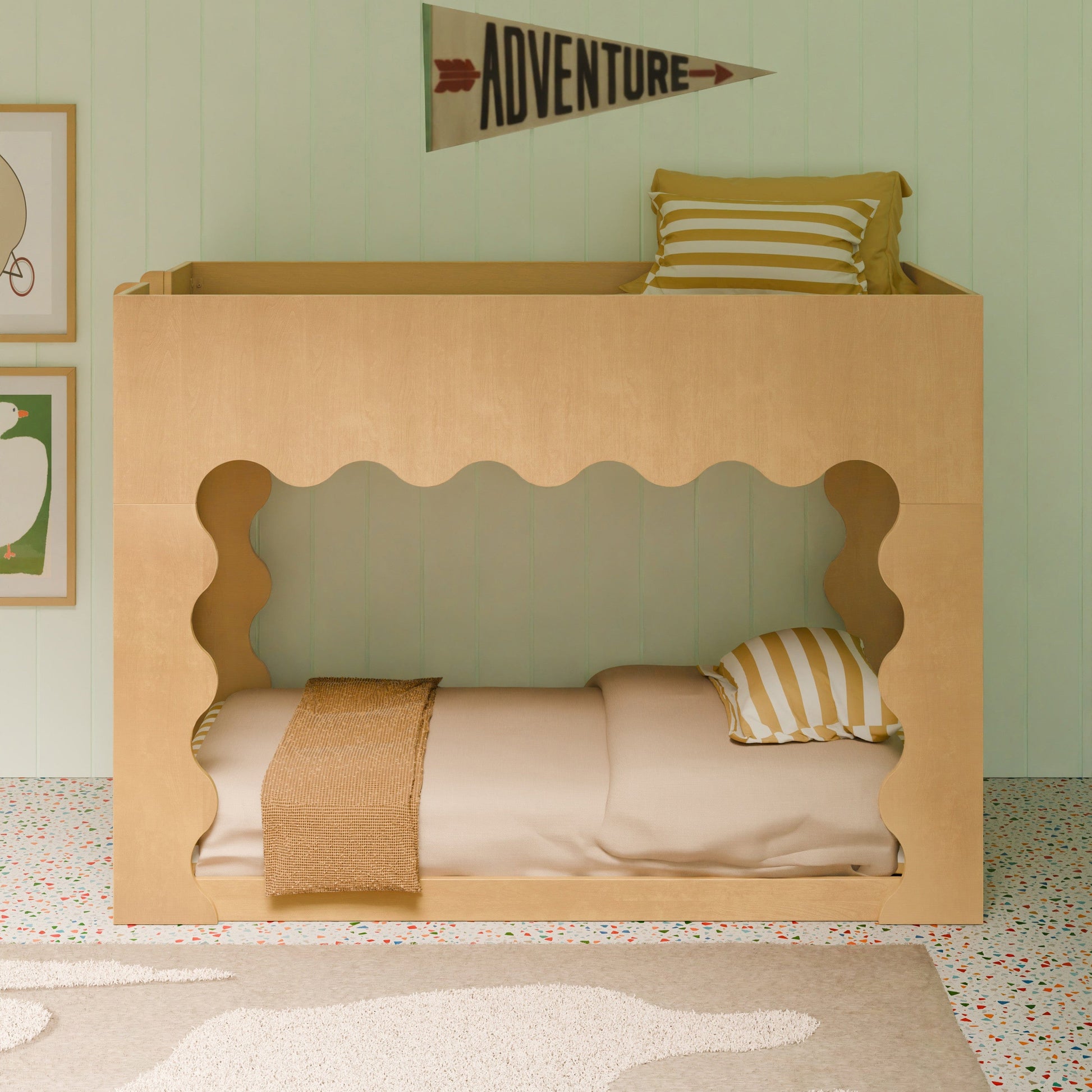 Babyletto Lido Wave Convertible Low-Profile Bunk Bed - Honey