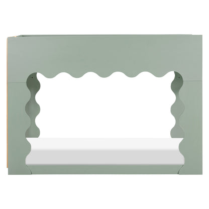 Babyletto Lido Wave Convertible Low-Profile Bunk Bed - Light Sage/Honey