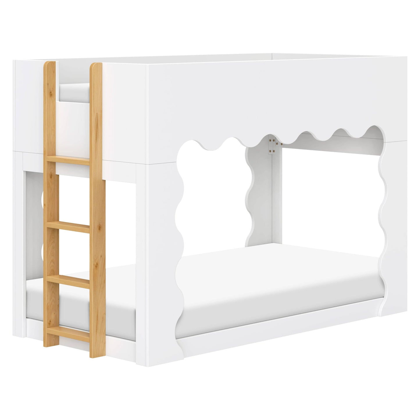 Babyletto Lido Wave Convertible Low-Profile Bunk Bed - White/Honey