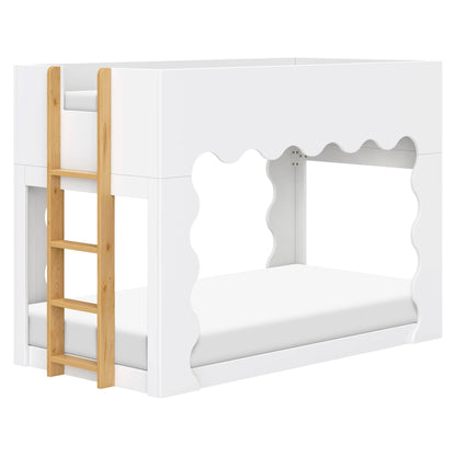 Babyletto Lido Wave Convertible Low-Profile Bunk Bed - White/Honey