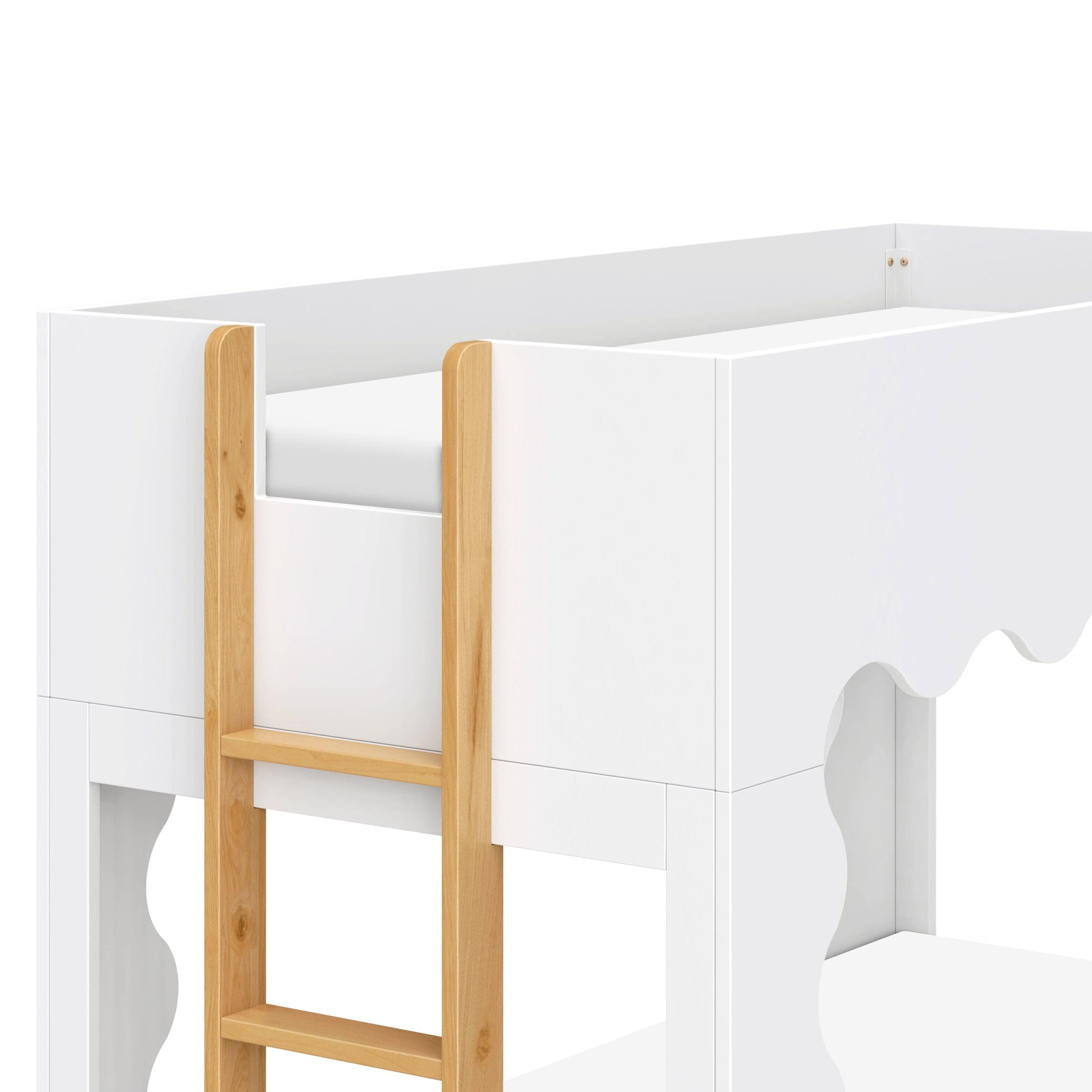 Babyletto Lido Wave Convertible Low-Profile Bunk Bed - White/Honey