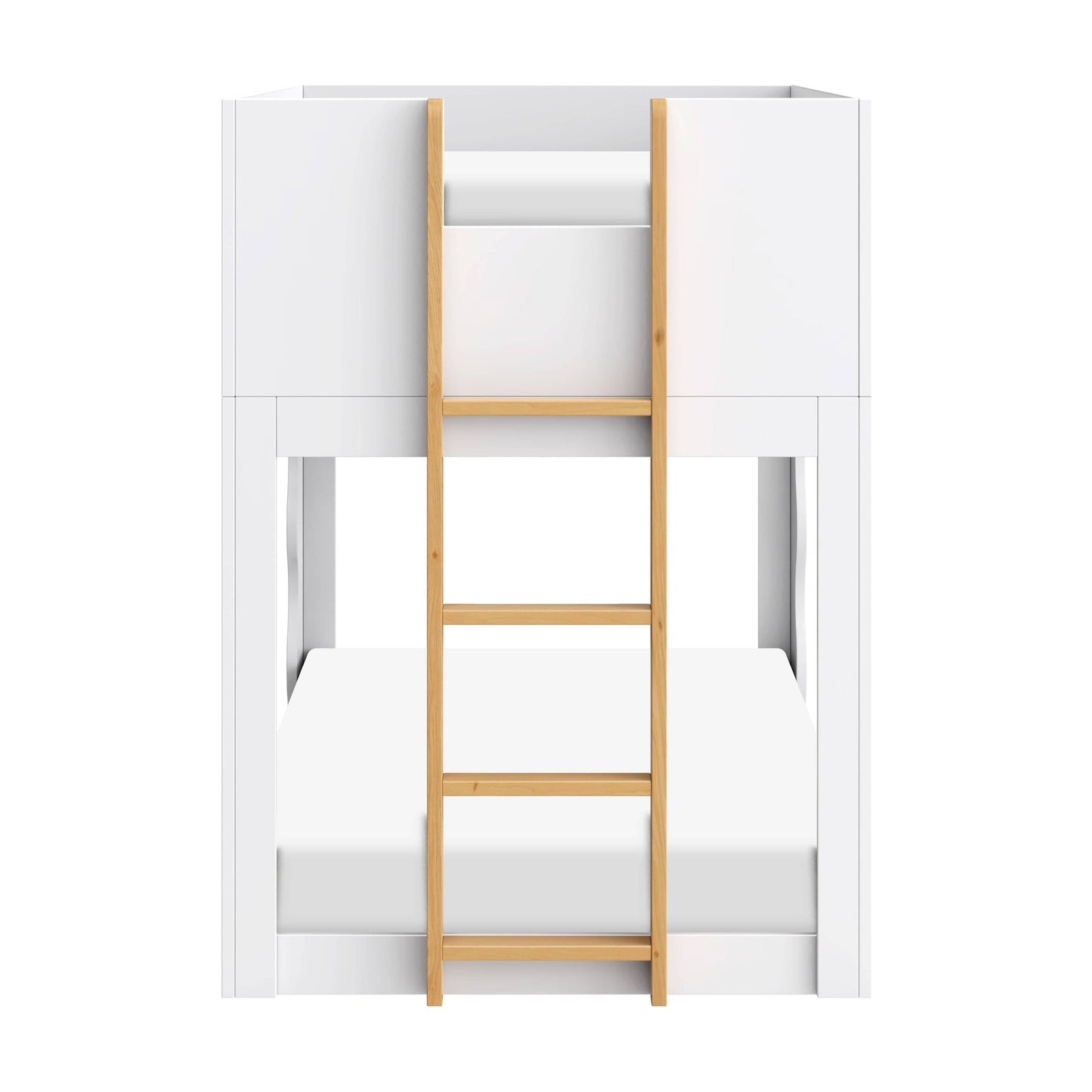 Babyletto Lido Wave Convertible Low-Profile Bunk Bed - White/Honey